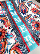 Cotton Tote Rope Bag - Summer Bloom Feathered Flowery