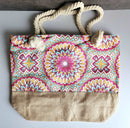 Cotton Tote Rope Bag - Whimsical Flower Pattern
