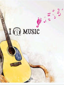 I Love Music Print Wall Sticker