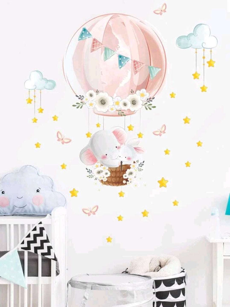 Floating Pink Balloon Print Wall Sticker