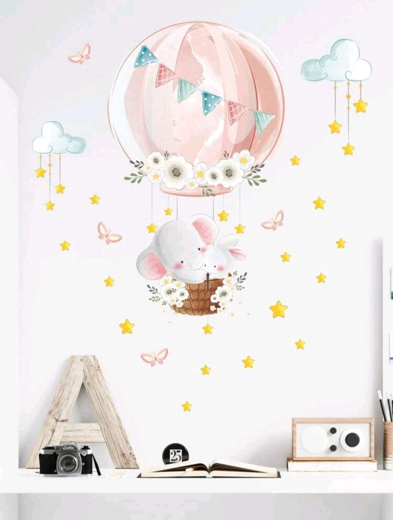 Floating Pink Balloon Print Wall Sticker