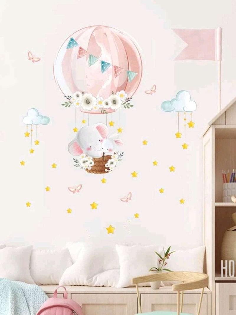 Floating Pink Balloon Print Wall Sticker