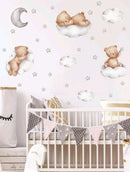 Bear and Cloud Pattern Graphic Wall Sticker