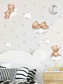 Bear and Cloud Pattern Graphic Wall Sticker