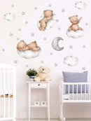 Bear and Cloud Pattern Graphic Wall Sticker
