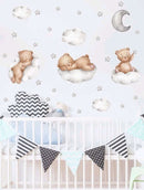 Bear and Cloud Pattern Graphic Wall Sticker