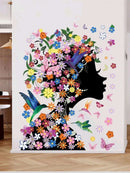 Elegant Flower Girl Wall Sticker
