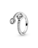 Authentic Pandora Sparkling Square & Circle Open Stackable Ring -  Sterling Silver (46719S)