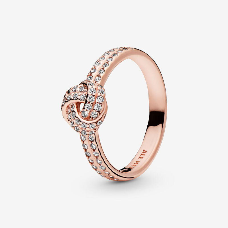 Authentic Pandora Sparkling Love Knot Ring - Rose Gold