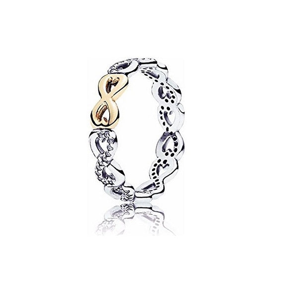 Authentic Pandora Sparkling Infinity Band Ring - Silver & Gold