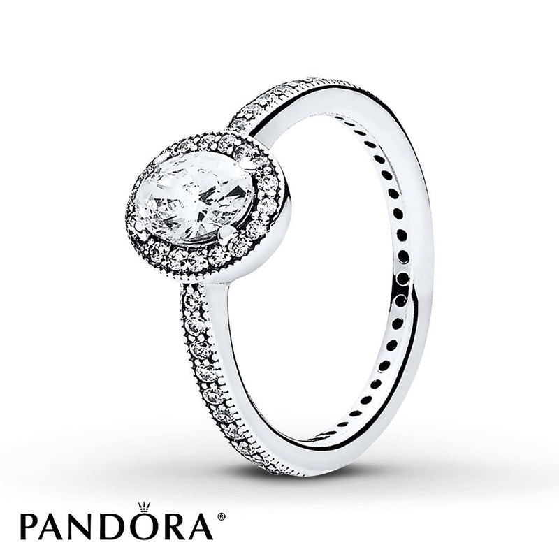 Authentic Pandora Oval Sparkle Halo Ring - Silver