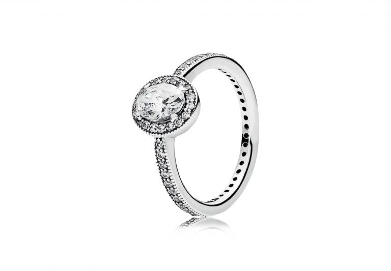 Authentic Pandora Oval Sparkle Halo Ring - Silver