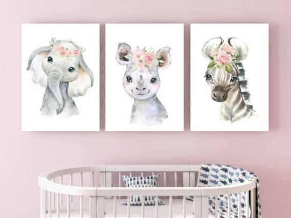 Animal Boho Wall art A2 Canvas for Nursery