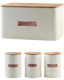 Bamboo Lid Bread Bin And Canister Set