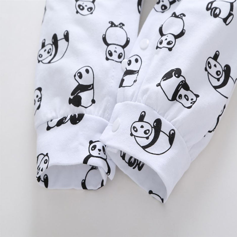 Panda Printed Long Sleeve Baby Romper - Unisex