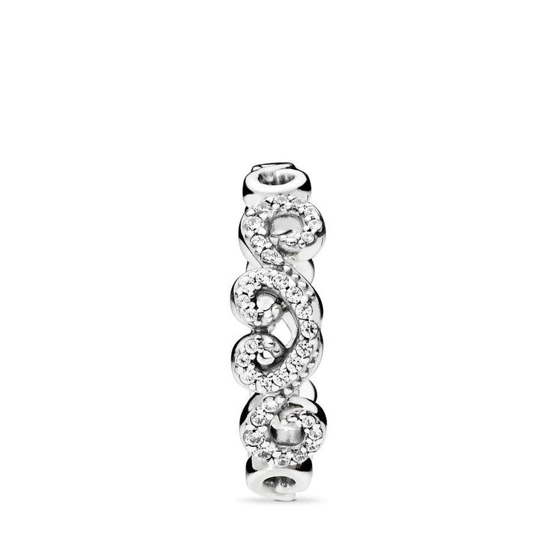 Authentic Pandora Heart Swirls Stackable Ring - Silver