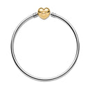 Authentic Pandora Shine Heart Clasp, Moments Silver Bangle Bracelet