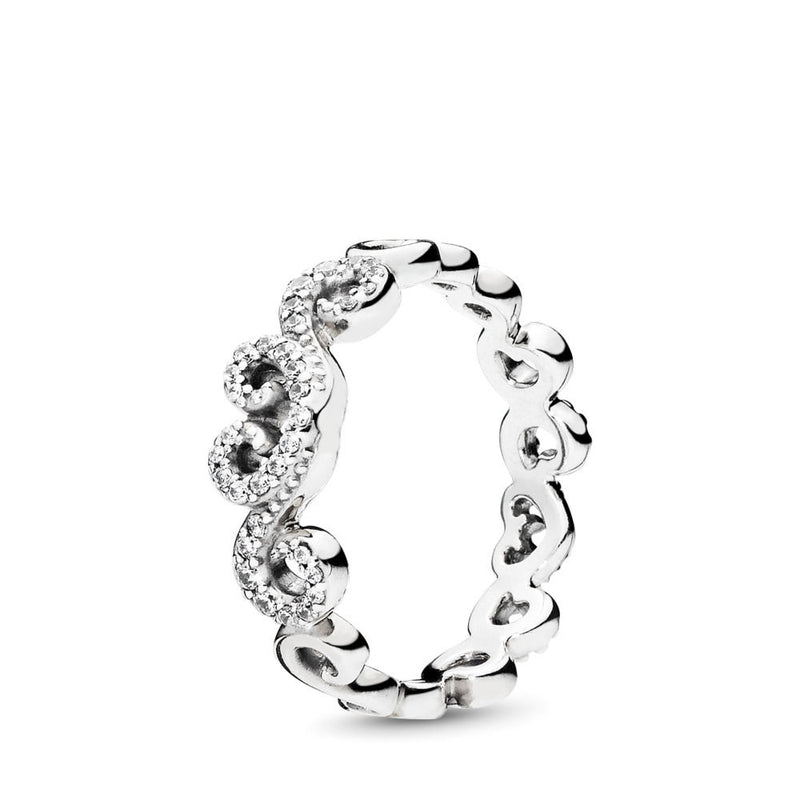 Authentic Pandora Heart Swirls Stackable Ring - Silver