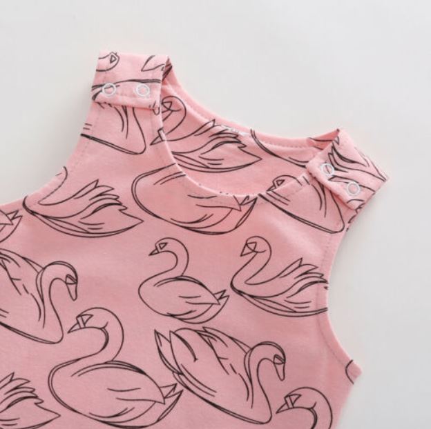 Sleeveless Swan Cartoon Baby Romper