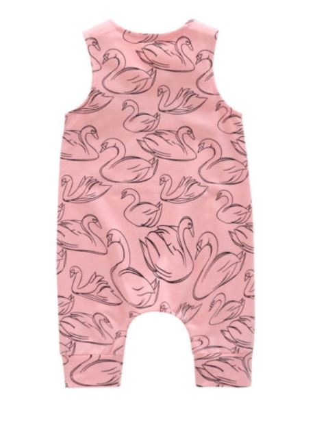 Sleeveless Swan Cartoon Baby Romper